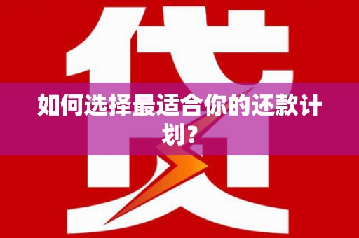 福贡如何选择最适合你的还款计划？