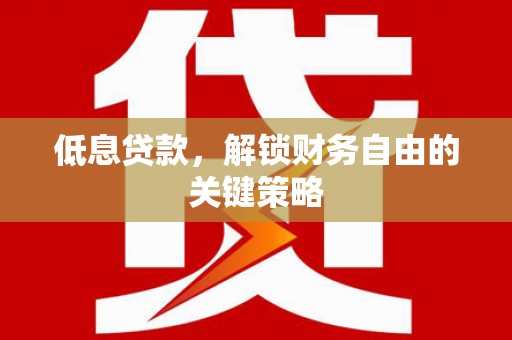 福贡低息贷款，解锁财务自由的关键策略