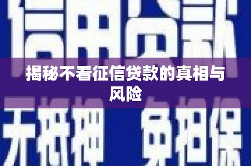 福贡揭秘不看征信贷款的真相与风险